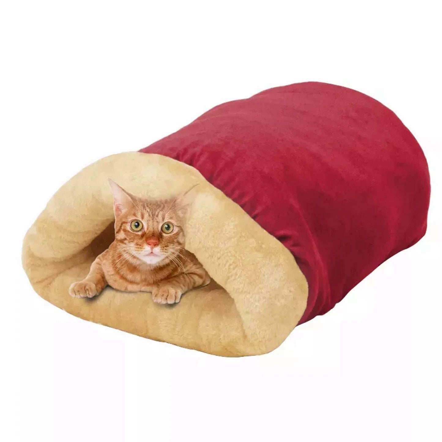 GOOPAWS 4 in 1 Self Warming Burrow Cat Bed, Pet Hideway Sleeping Cuddle Cave - Beasty Lux
