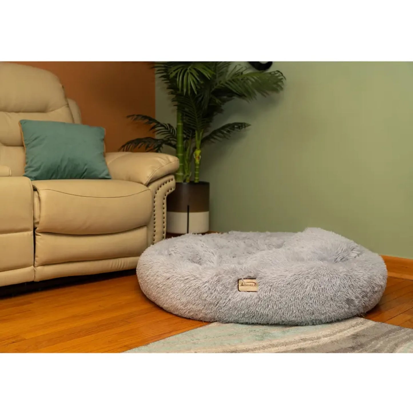 Armarkat Extra Large Gray Round Cat Bed – Soft & Fluffy