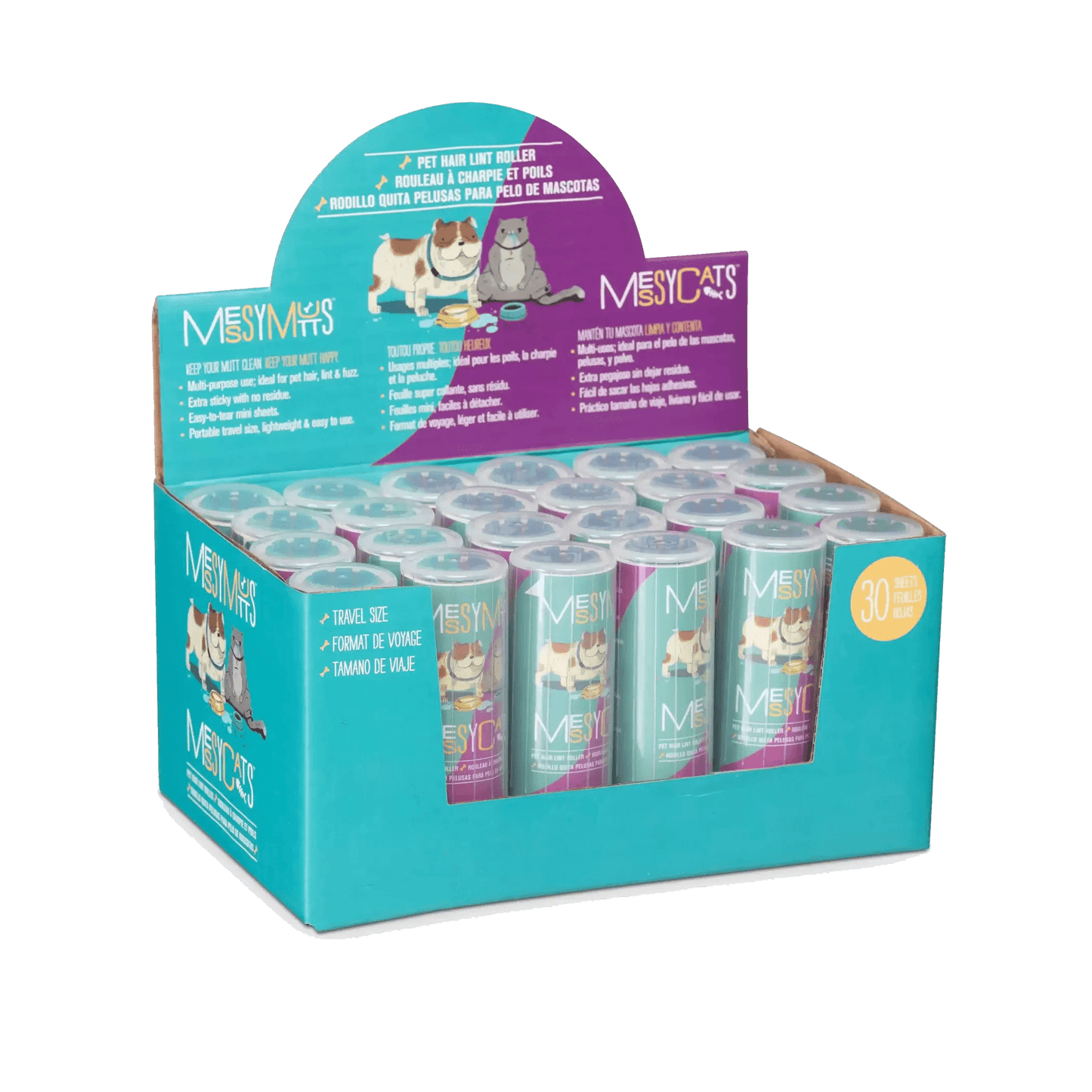 Messy Mutts Pet Hair Lint Rollers Travel Size 24ct - Beasty Lux