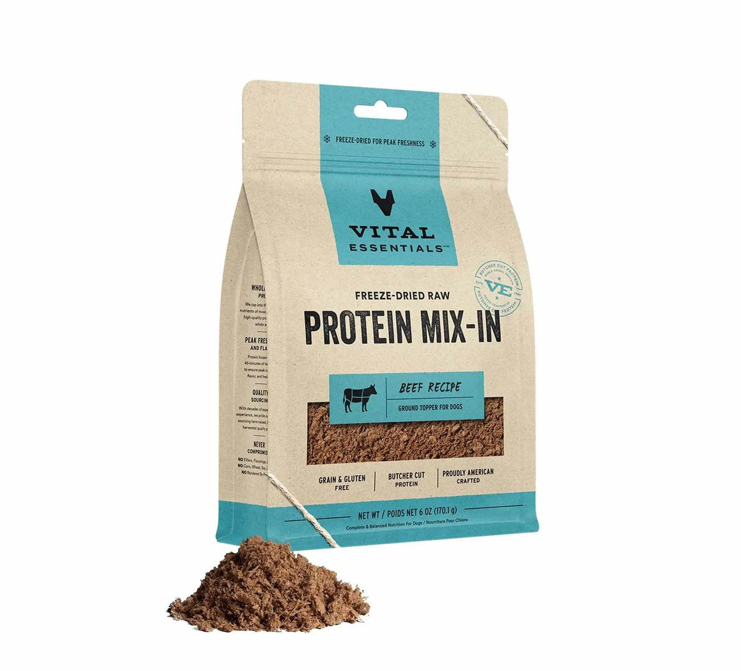Vital Essentials(R) Freeze-Dried Raw Beef Protein Mix-In Ground Topper for Dogs, 6 oz - Beasty Lux