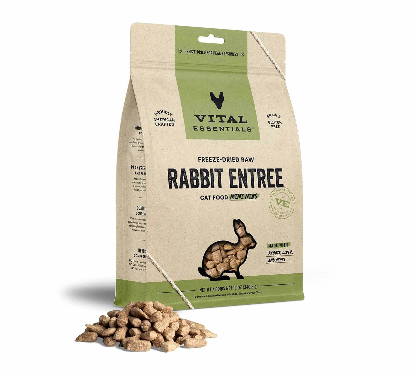 Vital Essentials(R) Freeze-Dried Raw Rabbit Entree Cat Food Mini Nibs - Beasty Lux