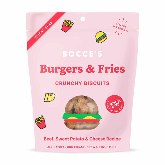 Bocce’s Bakery Burgers & Fries Dog Biscuit Treats – 5oz
