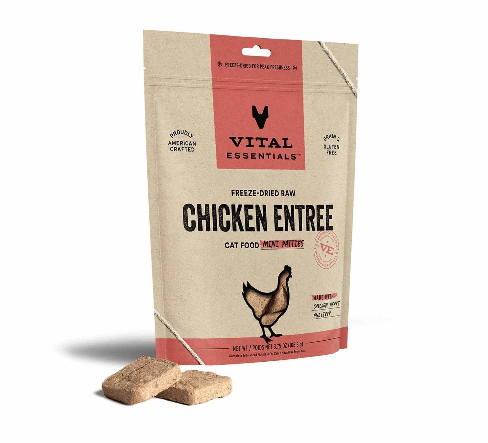 Vital Essentials(R) Freeze-Dried Raw Chicken Entree Cat Food Mini Patties - Beasty Lux