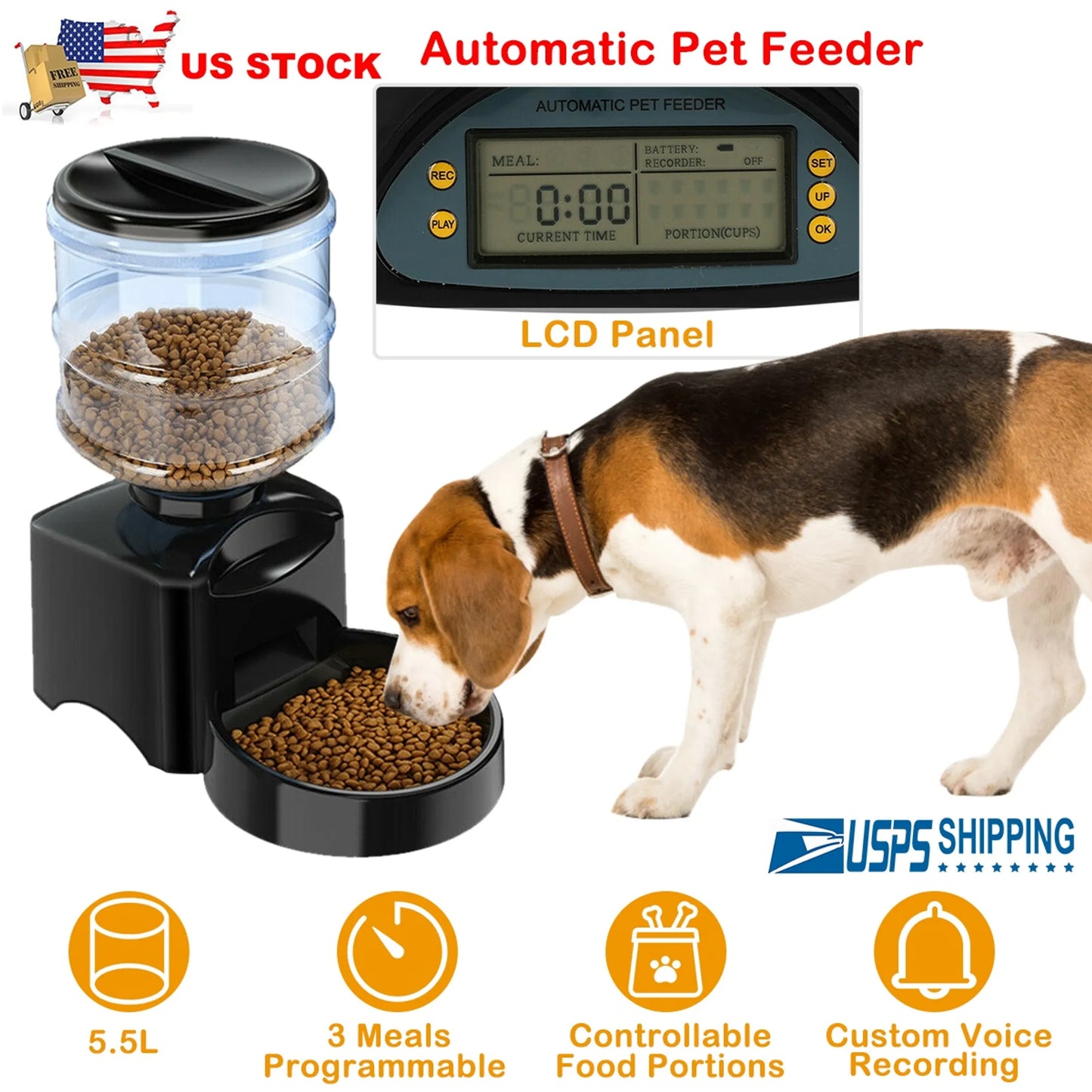 5.5L Automatic Dog & Cat Food Dispenser