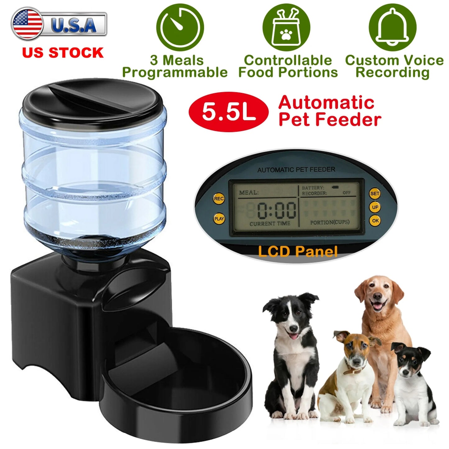 5.5L Automatic Dog & Cat Food Dispenser