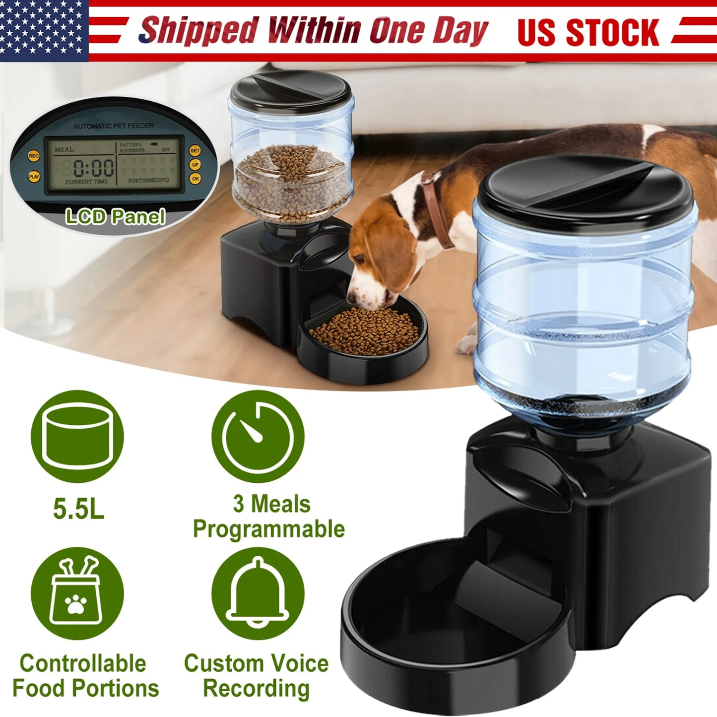 5.5L Automatic Dog & Cat Food Dispenser