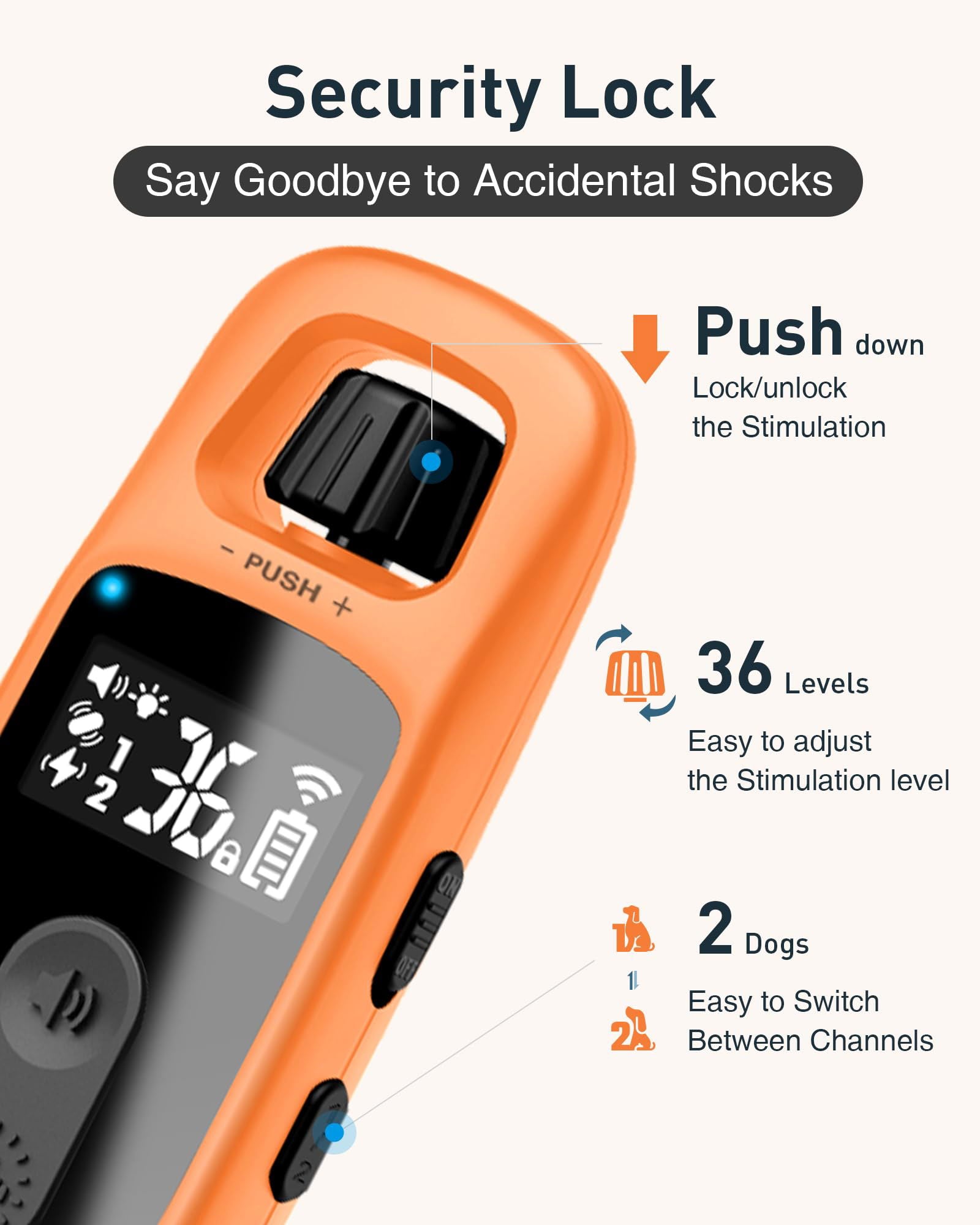 Beasty Lux ABBIDOT ABBIDOT Shock Collar 2 Dogs (15~130lbs) - 3300ft Dog Shock Collar with Remote, IPX7 Waterproof Electric Dog Training Collar with Remote for Small Medium Large Dogs (Orange)