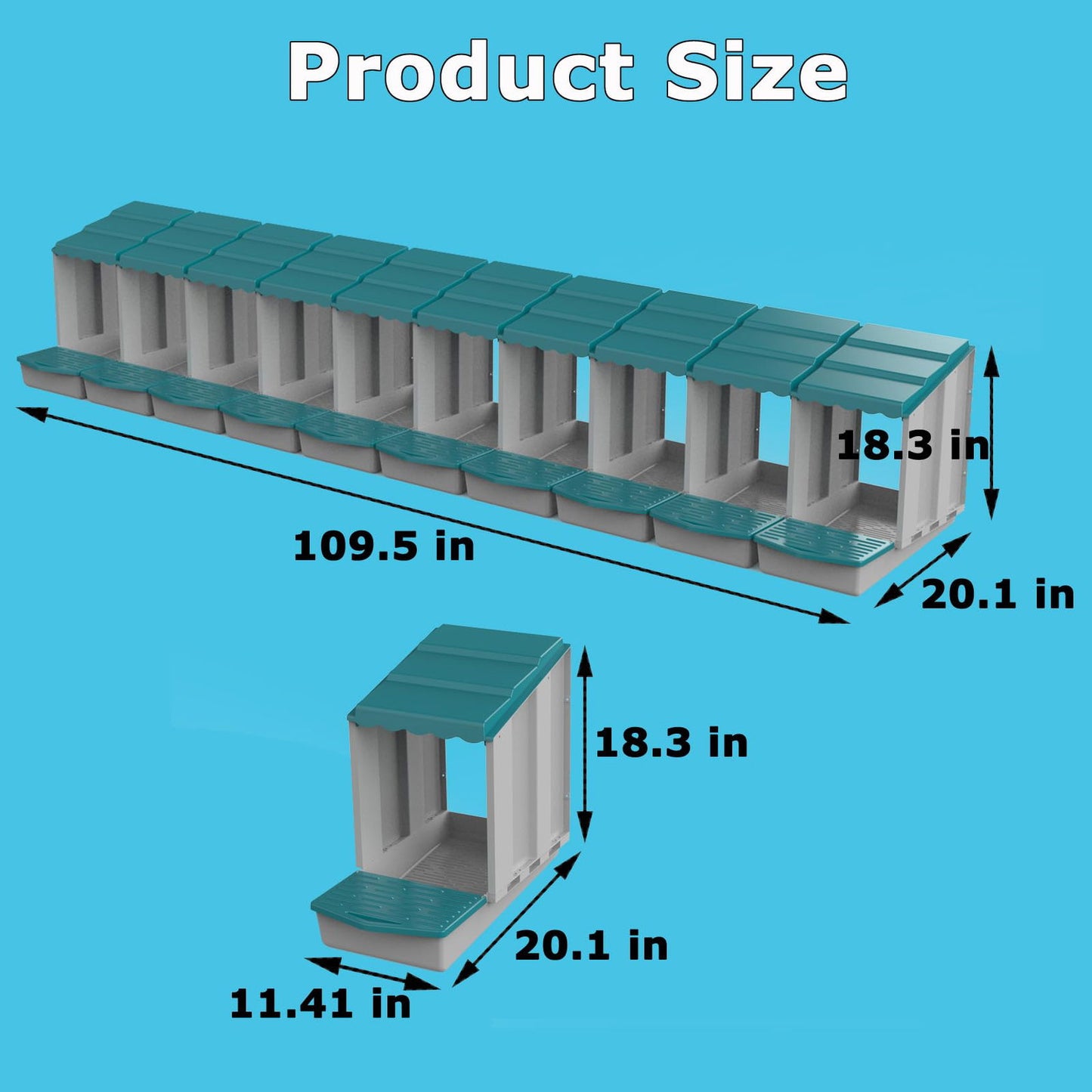 Beasty Lux AUTENS AUTENS Chicken Nesting Boxes, 10 Hole Laying Boxes, Plastic Roll Away Chicken Nest Box, Egg Roll Out with Perch Eggs Protected Collection Area, Poultry Modular House Egg Coop Nest Perch