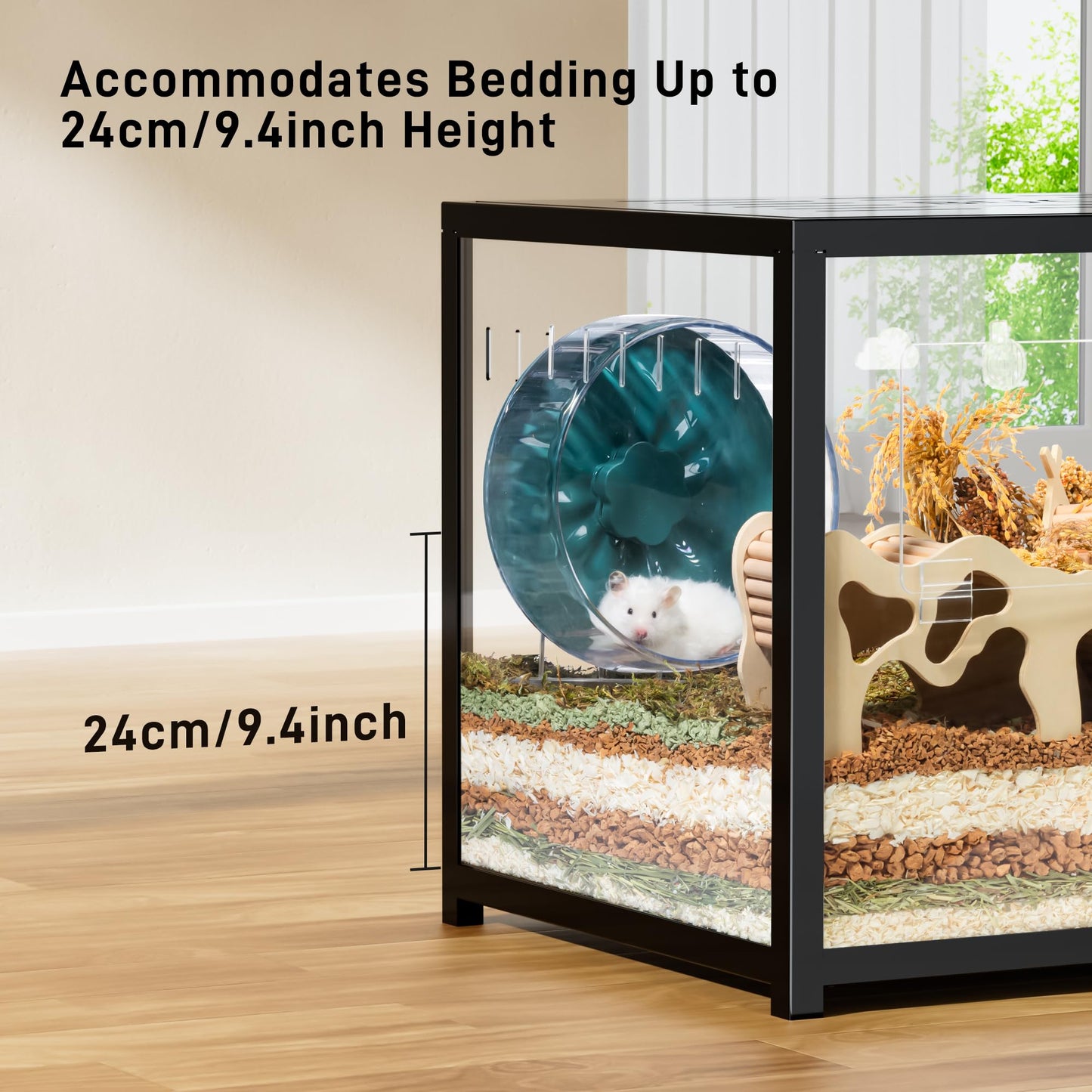 Beasty Lux BUCATSTATE BUCATSTATE Hamster Cage Metal 2.0 - Small Animal Habitats Large Stackable with Deep Burrow Easy Install 39.3in*19.7in*20.6in for Dwarf Syrian Hamster, Guinea Pig, Gerbil, Reptiles (69.3Gallon Black)