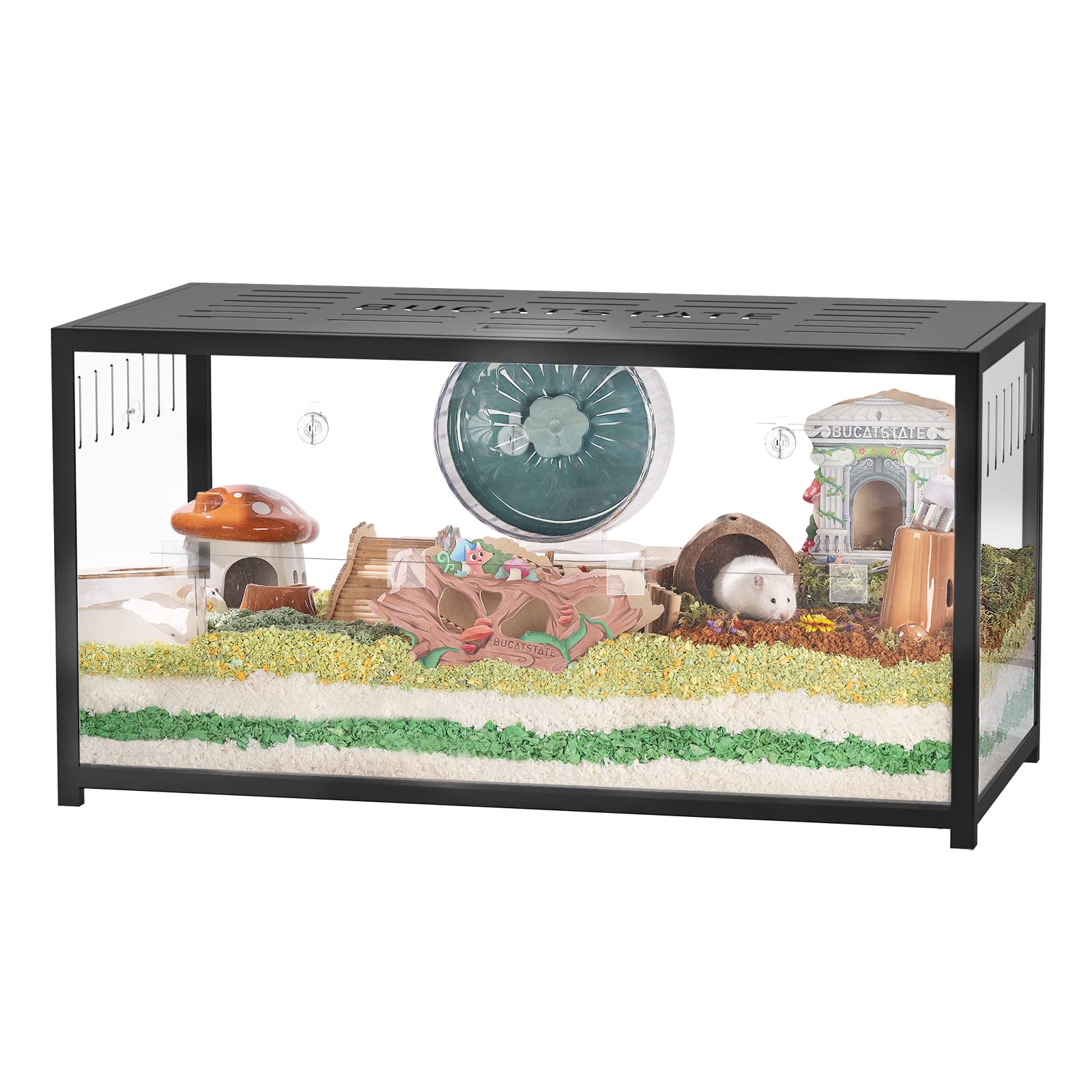 Beasty Lux BUCATSTATE BUCATSTATE Hamster Cage Metal 2.0 - Small Animal Habitats Large Stackable with Deep Burrow Easy Install 39.3in*19.7in*20.6in for Dwarf Syrian Hamster, Guinea Pig, Gerbil, Reptiles (69.3Gallon Black)