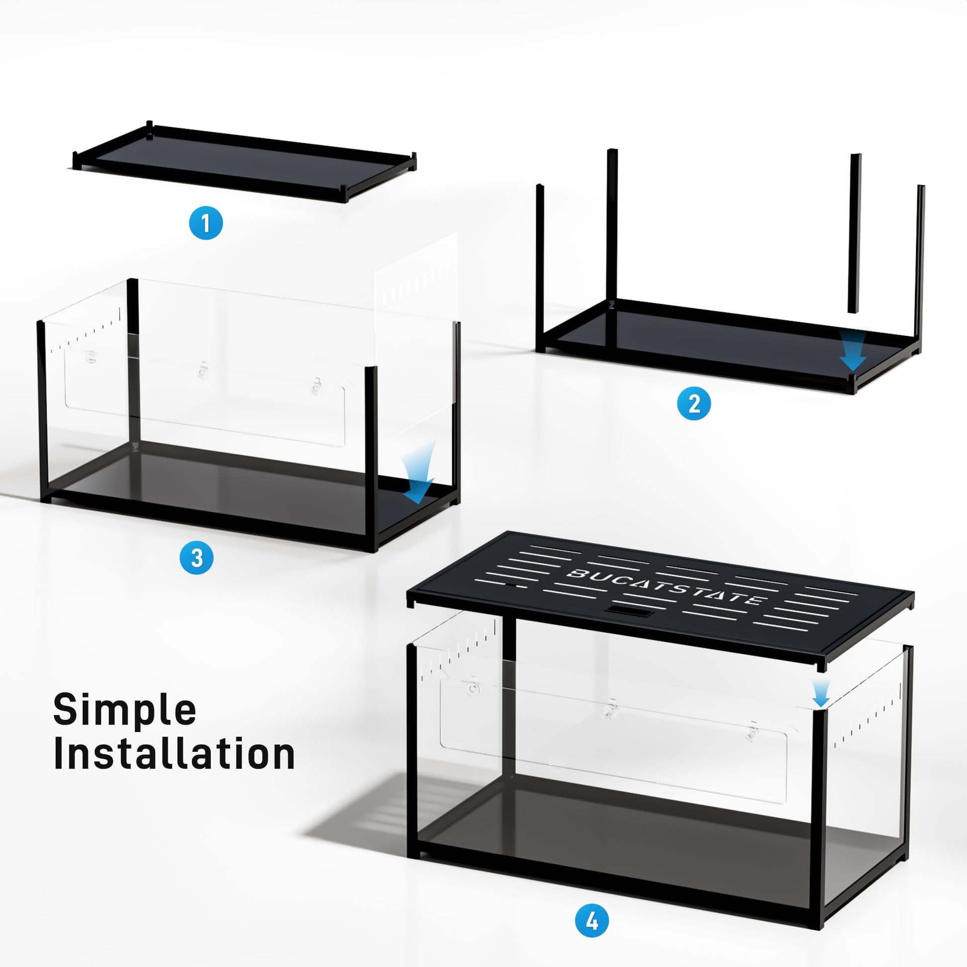 Beasty Lux BUCATSTATE BUCATSTATE Hamster Cage Metal 2.0 - Small Animal Habitats Large Stackable with Deep Burrow Easy Install 39.3in*19.7in*20.6in for Dwarf Syrian Hamster, Guinea Pig, Gerbil, Reptiles (69.3Gallon Black)