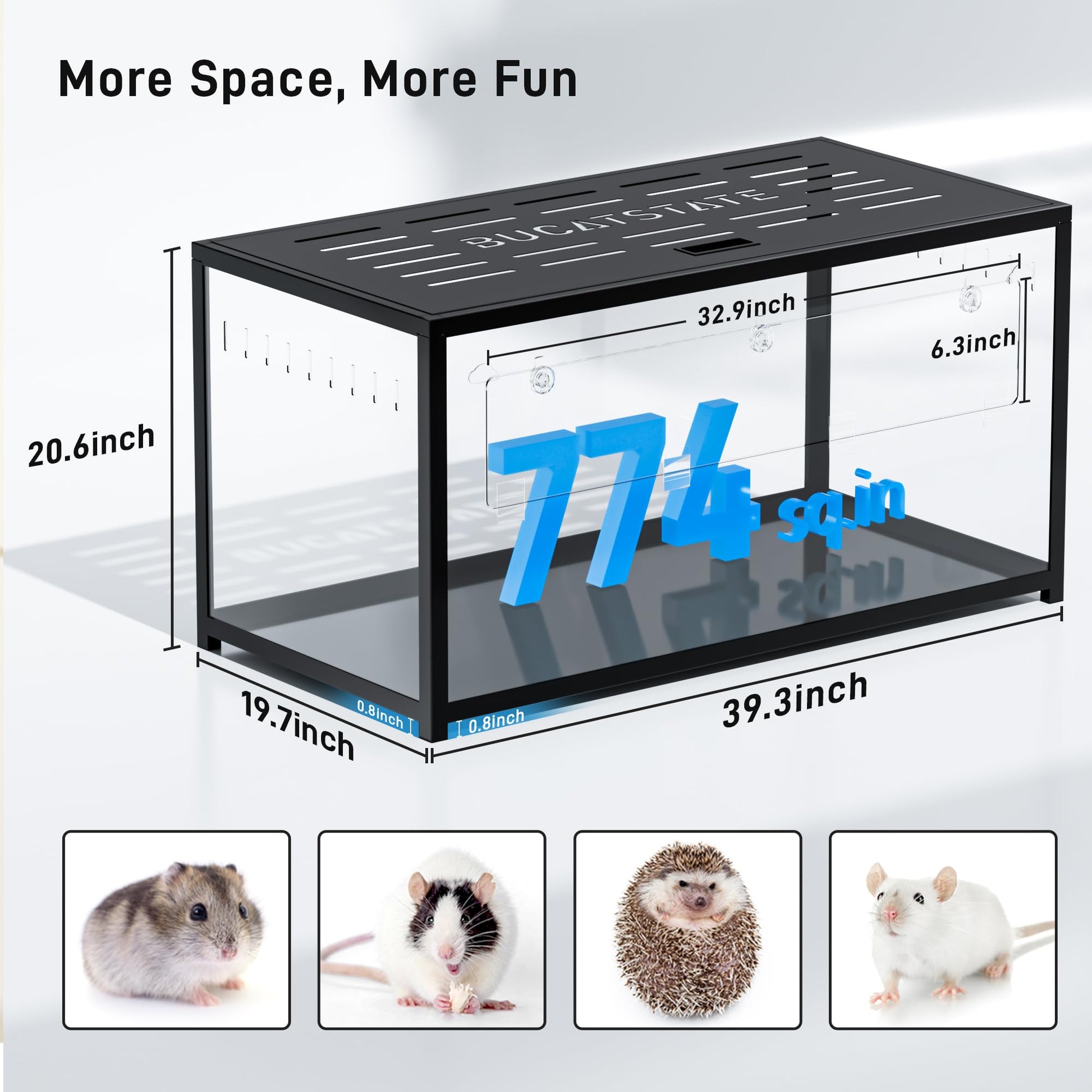 Beasty Lux BUCATSTATE BUCATSTATE Hamster Cage Metal 2.0 - Small Animal Habitats Large Stackable with Deep Burrow Easy Install 39.3in*19.7in*20.6in for Dwarf Syrian Hamster, Guinea Pig, Gerbil, Reptiles (69.3Gallon Black)