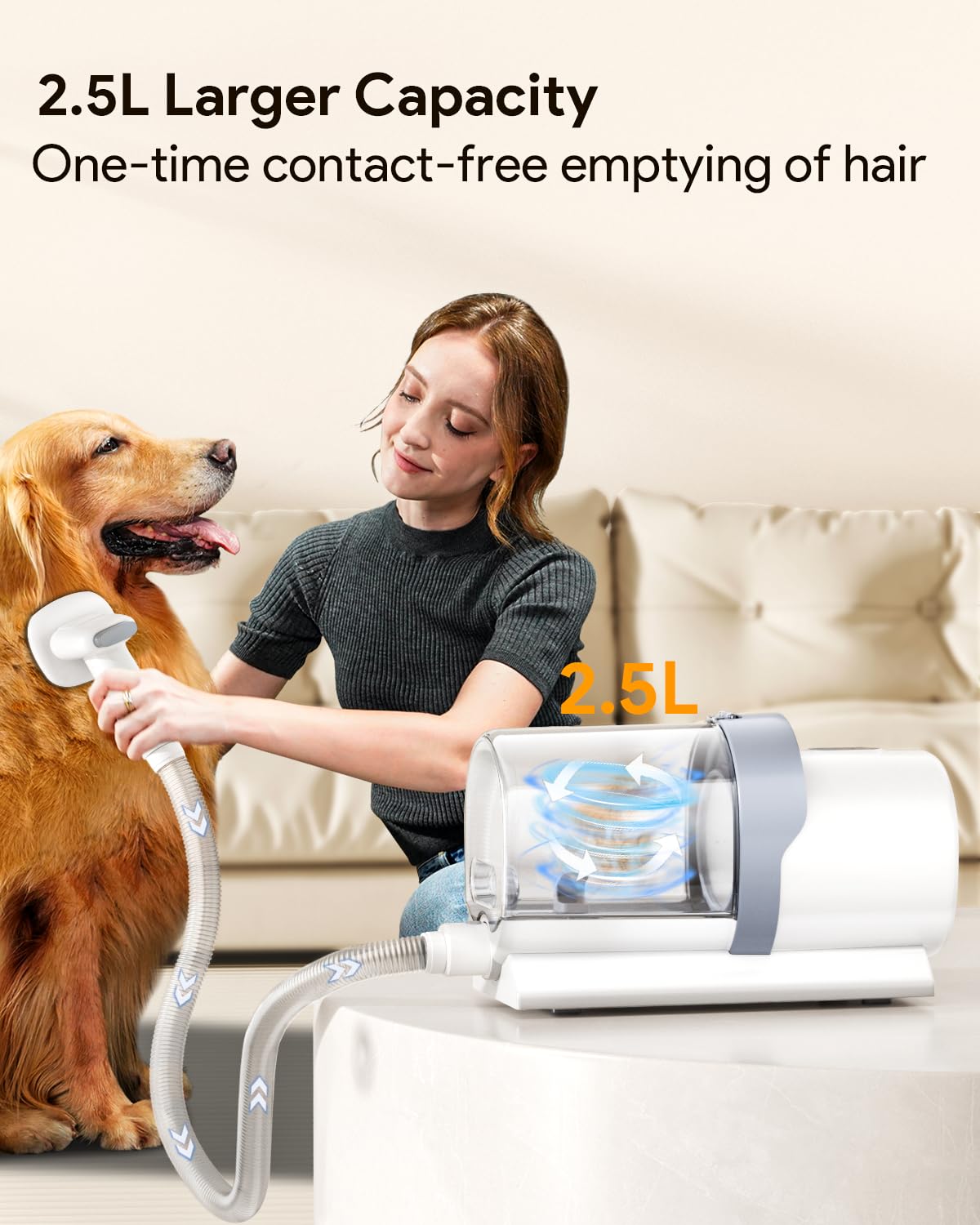 Beasty Lux Bawetech Bawetech Dog Clipper Grooming Kit and Vacuum, 2.5L Large Capacity Dust Cup, 5 Pet Grooming Tools, 10KPa Powerful vacuum, Low Noise Dog Hair Remover Pet Grooming Supplies for Dogs Cats