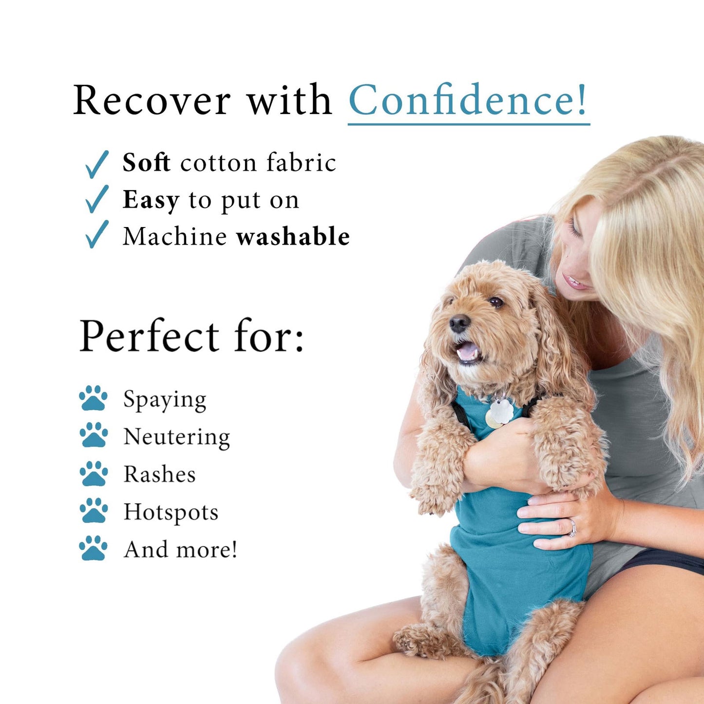 Beasty Lux BellyGuard BellyGuard - Dog Recovery Suit, Post Surgery Dog Onesie for Male and Female Dogs, Comfortable Cone Alternative for Large and Small Dogs, Soft Cotton Covers Wound, Stitches. Patented Easy Potty System.