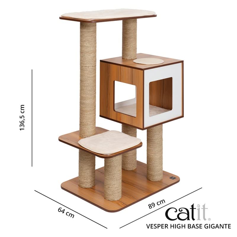 Beasty Lux Catit Catit Vesper High Base Giant Cat Tree, Cat Furniture, Walnut