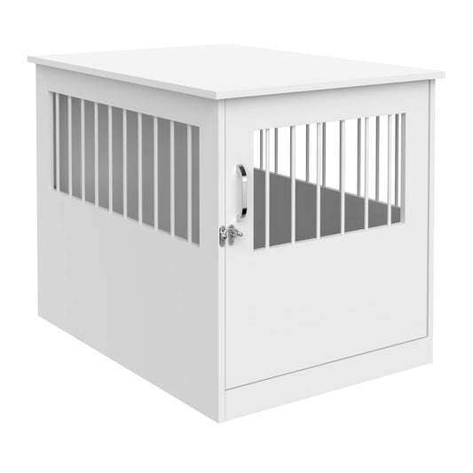 Beasty Lux ClosetMaid ClosetMaid Pet Crate End Table Furniture for Medium Dogs or Cats Under 25 lbs, White Wood Finish