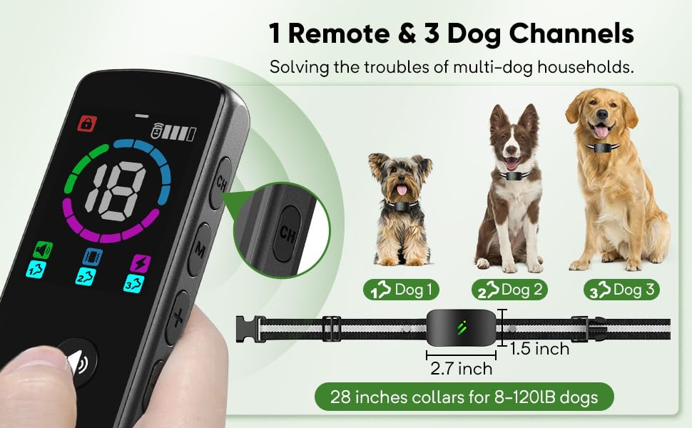 Beasty Lux EXIBRAND Dog Training Collar with Remote for Small Medium Large Dog 8-120 Lbs Waterproof Dog Collar, Wireless Rechargeable Electric Correction Collar with 10 Levels Beep Bark Collar with Remote 2680Range