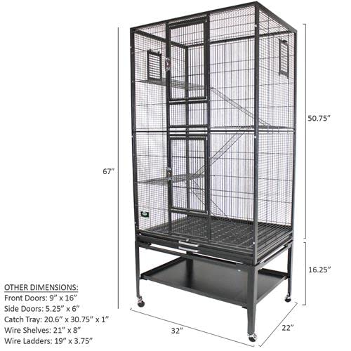 Beasty Lux Exotic Nutrition Exotic Nutrition Congo Cage - Durable 68" Tall Cage - for Sugar Gliders, Squirrels, Marmosets & Other Small Pets