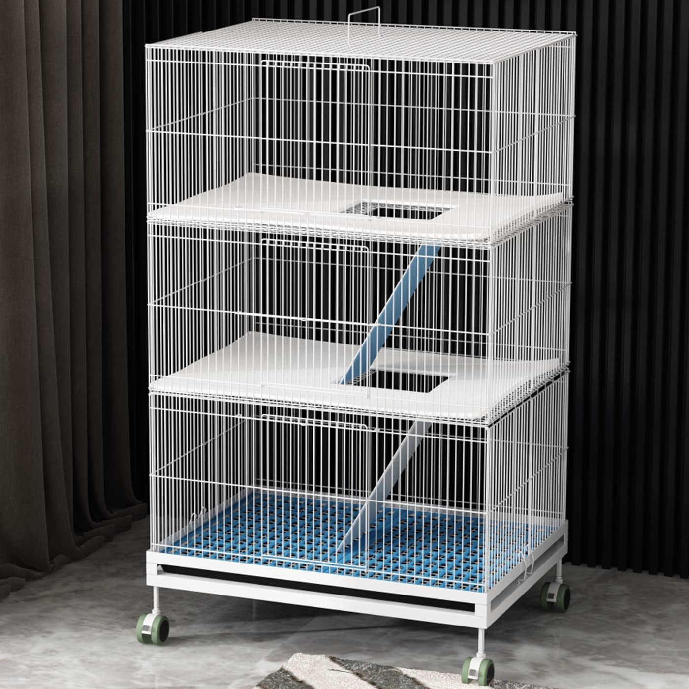 Beasty Lux KINGBO KINGBO 3-Tier Ferret Cage with 3 Front Doors, 23" × 17" × 39" Wire Cage, Animal Cage for Hamster, Rat, Chinchilla, Squirrel, Gerbil, Rabbit, Sugar Glider Cage with Wheels (White)