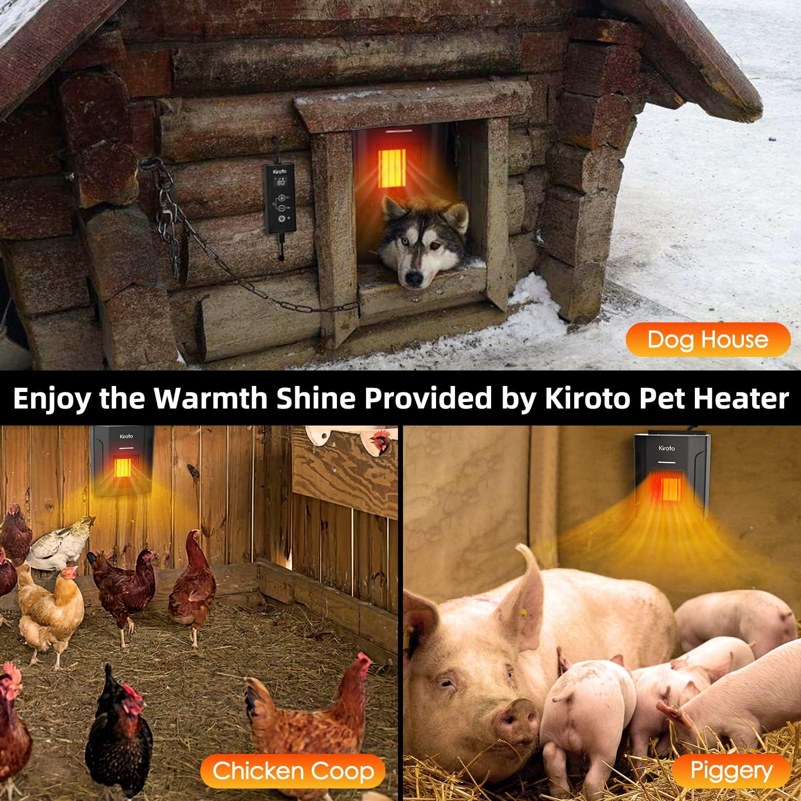 Beasty Lux Kiroto Dog House Heater With Thermostat, Dog House Heater With Wifi Control, Pet House Heater For Outside Doghouse, 300w Chicken Coop Heater With Ac For Winter Time, Heater For Dog House Outdoor,45-113°F