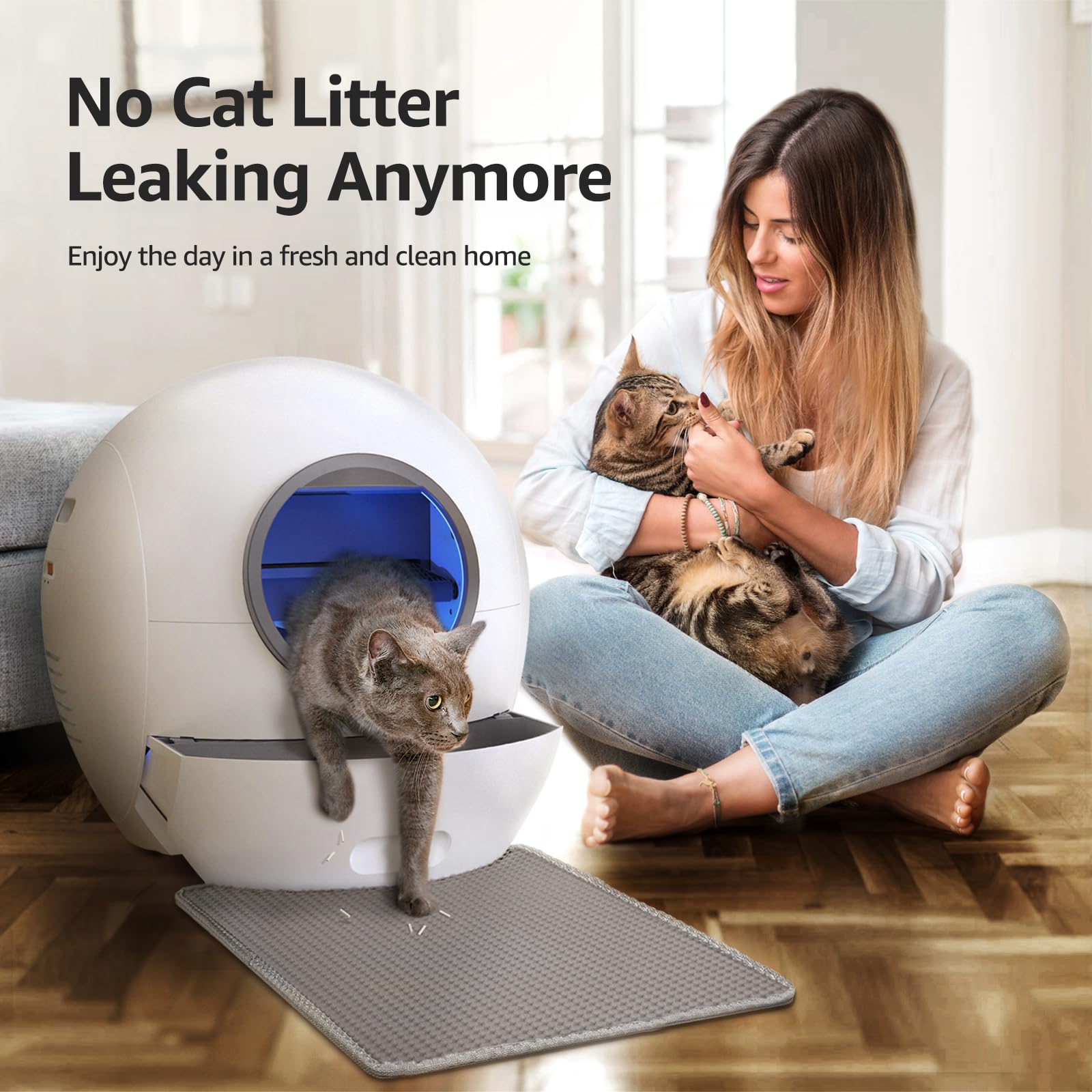 Beasty Lux KungFuPet KungFuPet Self Cleaning Litter Box, Automatic Cat Litter Box for Multi Cats, 60L Smart Litter Box with Mat & Liner, Safety APP Control/Odor Removal 2024 Newest Version