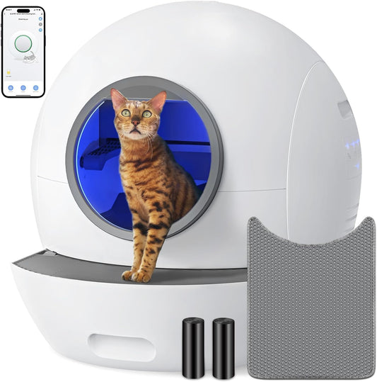 Beasty Lux KungFuPet KungFuPet Self Cleaning Litter Box, Automatic Cat Litter Box for Multi Cats, 60L Smart Litter Box with Mat & Liner, Safety APP Control/Odor Removal 2024 Newest Version