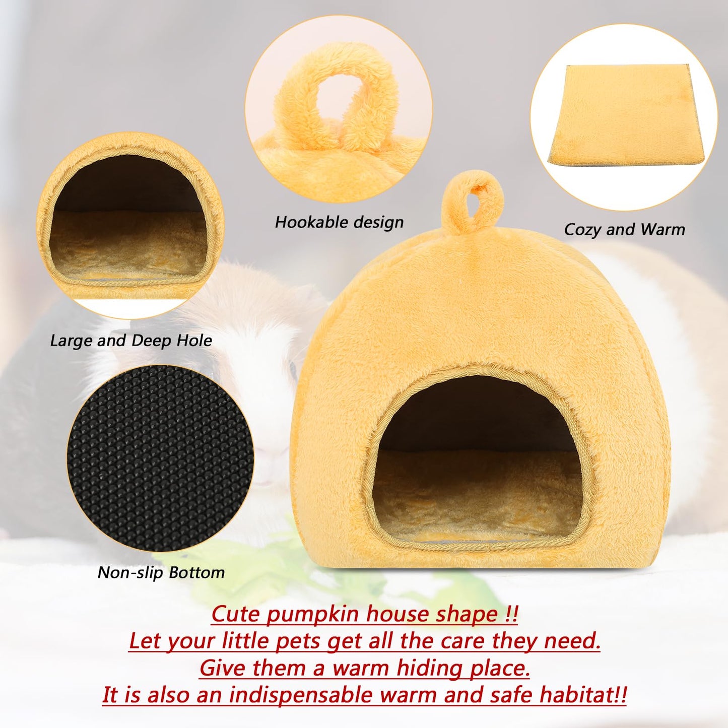 Beasty Lux LANGXUN LANGXUN Guinea Pig Bed,Guinea Pig Hideout Cozy Hamster Cave Guinea Pig Hide Plush Calming Hideout. Bunny Hideout House Cage Accessories for Small Animals.