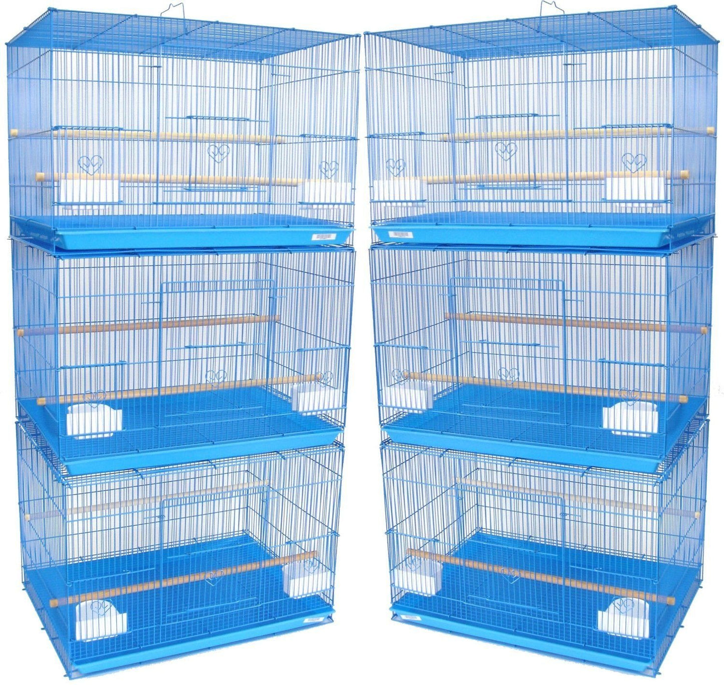 Beasty Lux Mcage Lot of 6 Aviary Breeding Bird Finch Parakeet Finch Flight Cage 24" x 16" x 16" *Blue