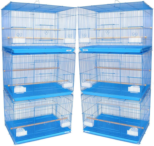 Beasty Lux Mcage Lot of 6 Aviary Breeding Bird Finch Parakeet Finch Flight Cage 24" x 16" x 16" *Blue