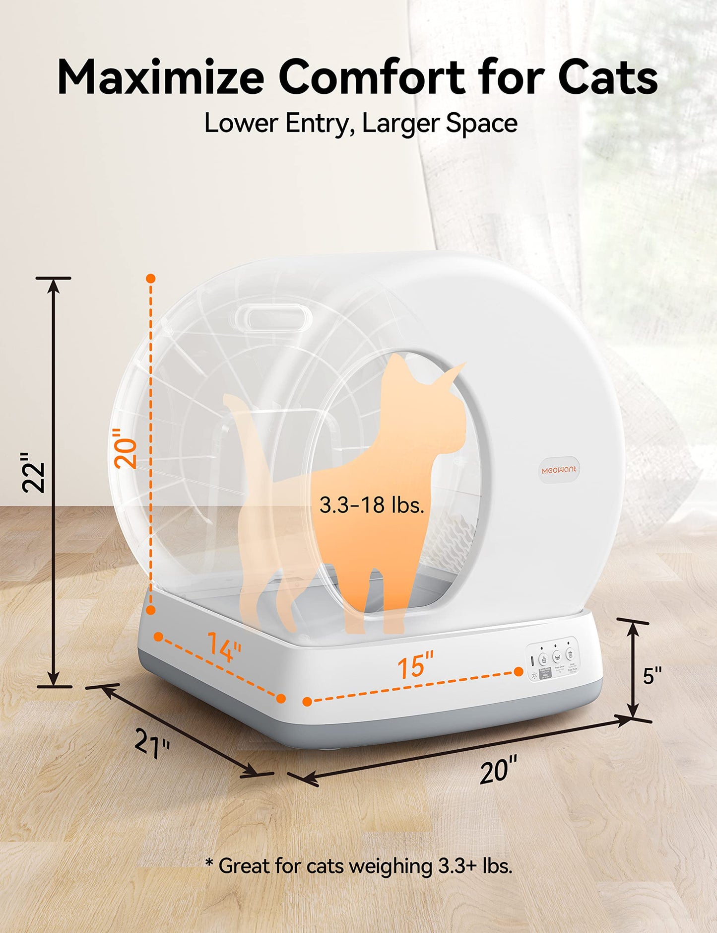 Beasty Lux Meowant MeoWant Self-Cleaning Cat Litter Box, Integrated Safety Protection Automatic Cat Litter Box for Multi Cats, Extra Large/Odor Isolation/APP Control Cat Litter Box, Confirm Seller is【MeoWant-Direct】