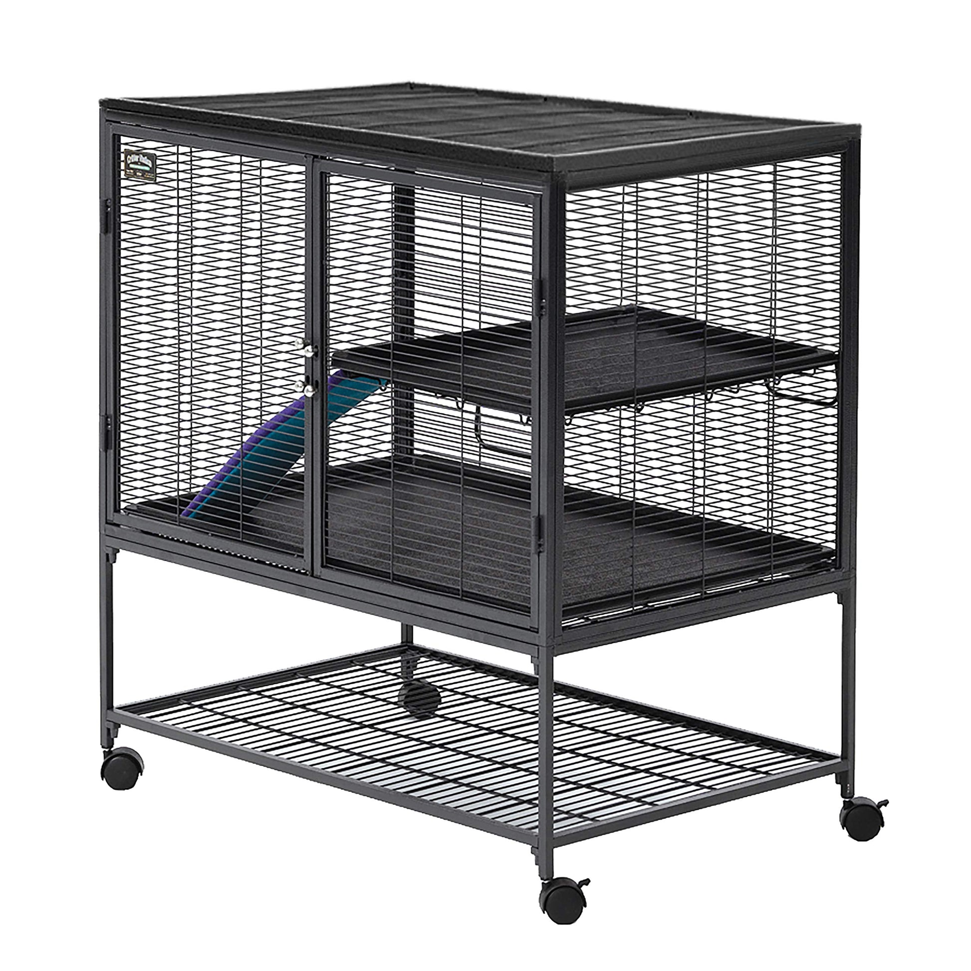 Beasty Lux MidWest Homes for Pets MidWest Deluxe Critter Nation Single Unit Small Animal Cage (Model 161) Includes 1 Leak-Proof Pans, 1 Shelf, 1 Ramps w/ Ramp Cover & 4 locking Wheel Casters, Measures 36"L x 25"W x 38.5"H Inches, Ideal for Dagus, Rats, Ferrets, Sugar Gliders