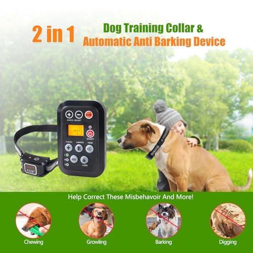 Beasty Lux PETDIVA Dog Training Collar Anti Barking Collar 2 in 1 System, 2024 Upgraded Dog Training Anti Barking Device, Automatically Switch, Dog Training No Barking Collar Dual Independent System