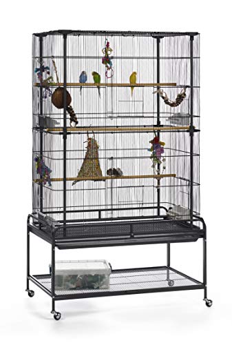 Beasty Lux PH Prevue Hendryx Prevue Pet Products Playtop Flight Bird Cage with Stand - F085, Black