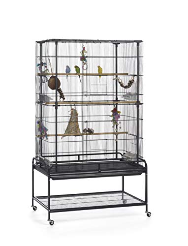 Beasty Lux PH Prevue Hendryx Prevue Pet Products Playtop Flight Bird Cage with Stand - F085, Black