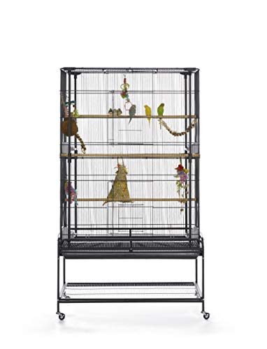 Beasty Lux PH Prevue Hendryx Prevue Pet Products Playtop Flight Bird Cage with Stand - F085, Black