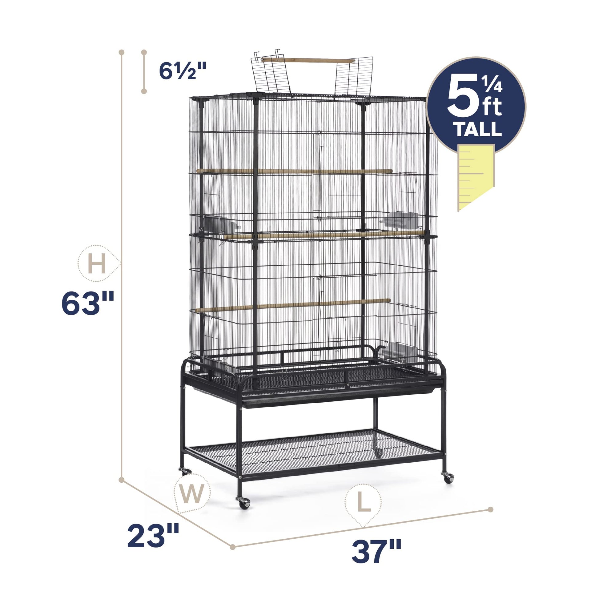 Beasty Lux PH Prevue Hendryx Prevue Pet Products Playtop Flight Bird Cage with Stand - F085, Black