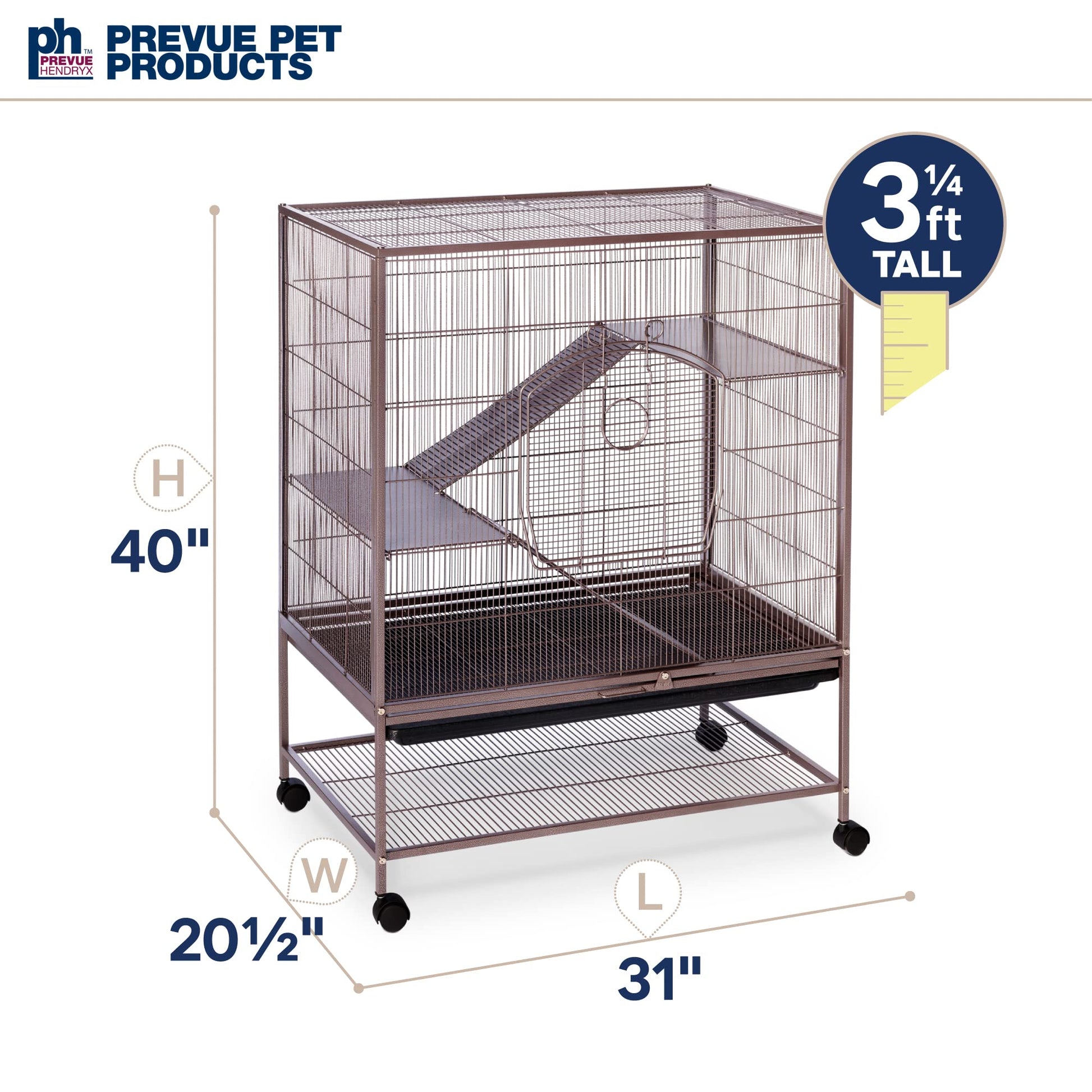 Beasty Lux PH Prevue Hendryx Prevue Pet Products Rat and Chinchilla Cage, 31-Inch by 20-1/2-Inch by 40-Inch, Earthtone Dusted Rose