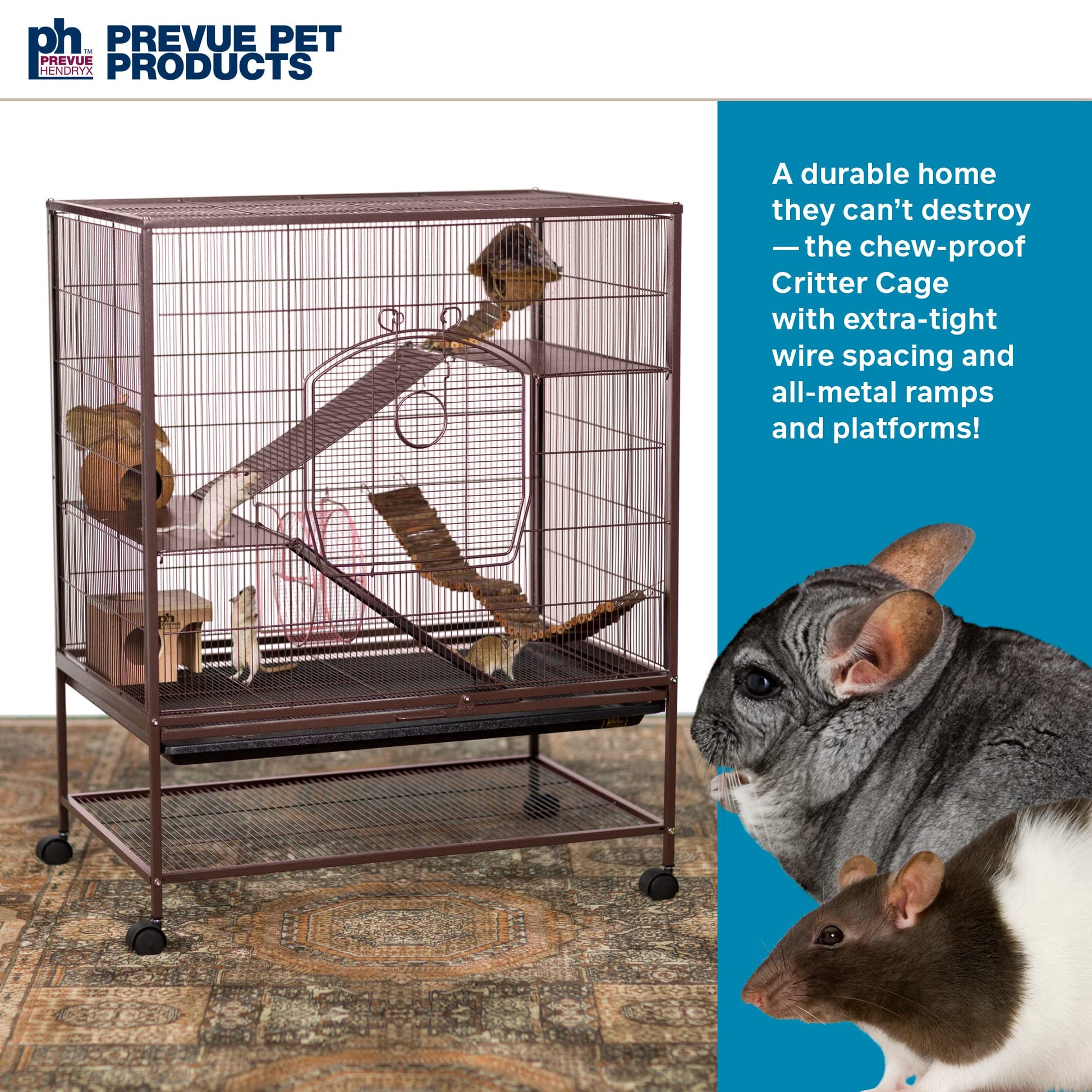 Beasty Lux PH Prevue Hendryx Prevue Pet Products Rat and Chinchilla Cage, 31-Inch by 20-1/2-Inch by 40-Inch, Earthtone Dusted Rose