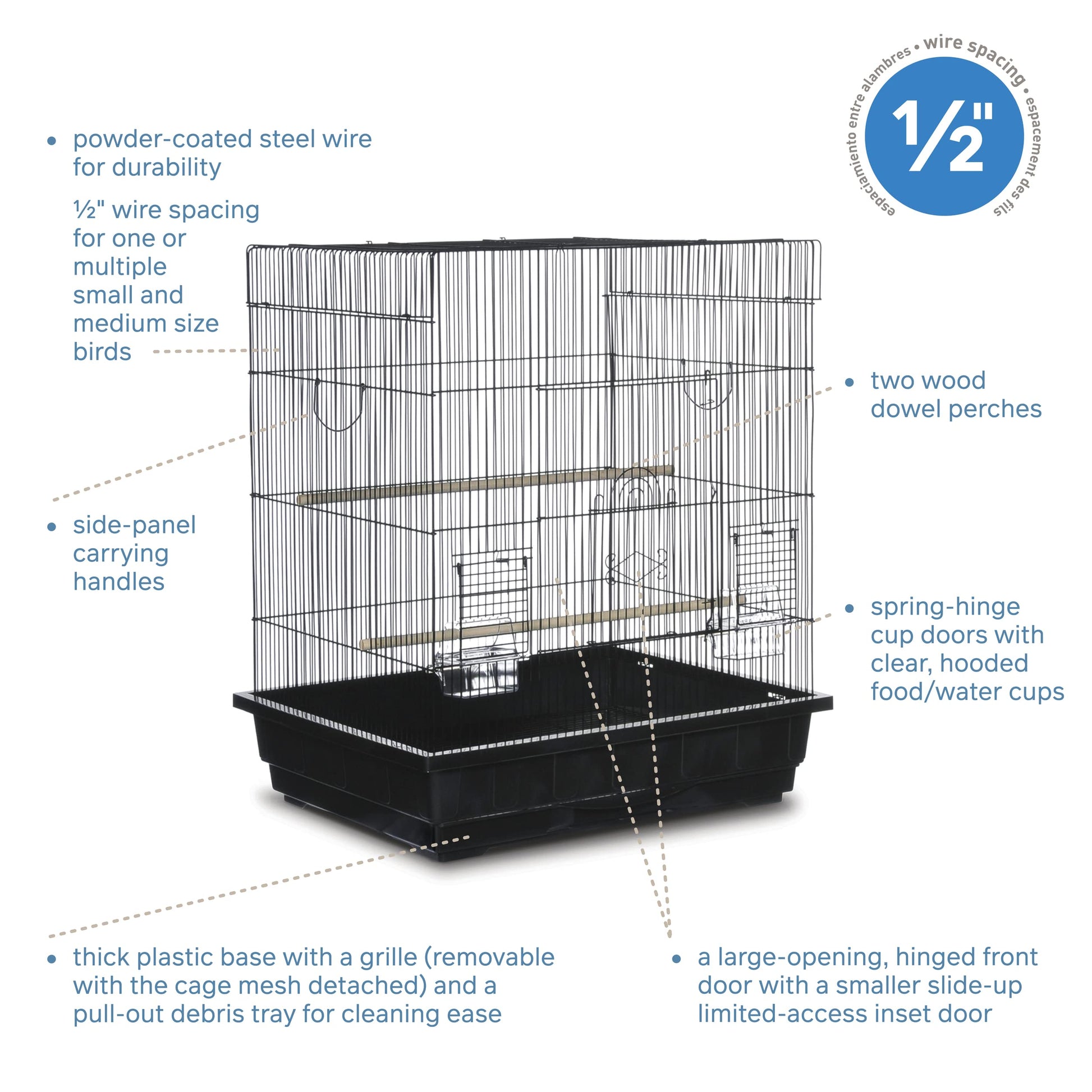 Beasty Lux PH Prevue Hendryx Prevue Pet Products Square Top Parakeet Cage, Black