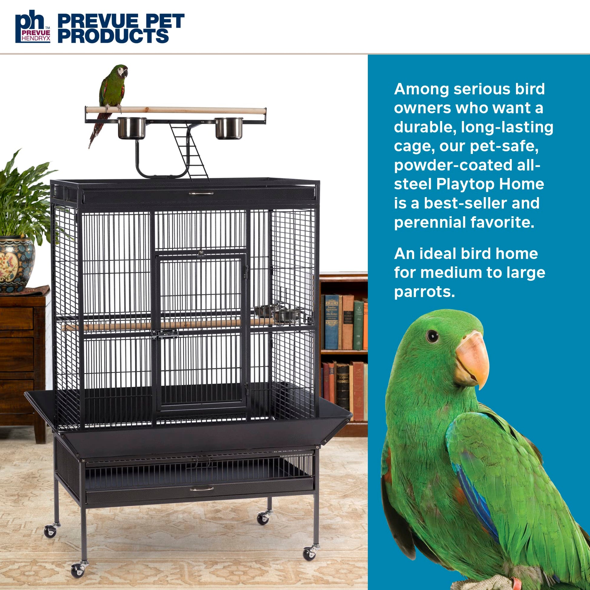 Beasty Lux PH Prevue Hendryx Prevue Pet Products Wrought Iron Select Bird Cage, 36-Inch by 24-Inch by 66-Inch, Black Hammertone (3154BLK)