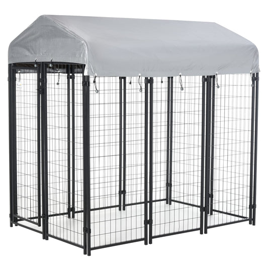 Beasty Lux PawHut Pawhut 6' x 4' x 6' Large Outdoor Dog Kennel Steel Fence with UV-Resistant Oxford Cloth Roof & Secure Lock