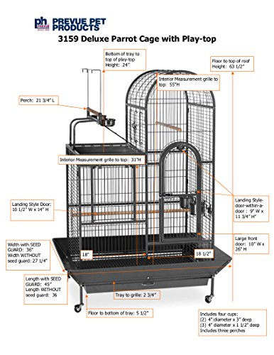 Beasty Lux Prevue Pet Products Prevue Pet Products 3159 Deluxe Double Top Bird Cage Black Hammertone