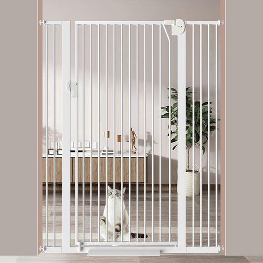 Beasty Lux Qonimm 59" Extra Tall Cat Pet Gate 36.2-39.7" Wide Pressure Mounted Tall Pet Gate Easy Walk-Through Auto-Close Safety Pet Gate for Cats and Dogs for Indoor Stairs, Doorways, and Kitchen