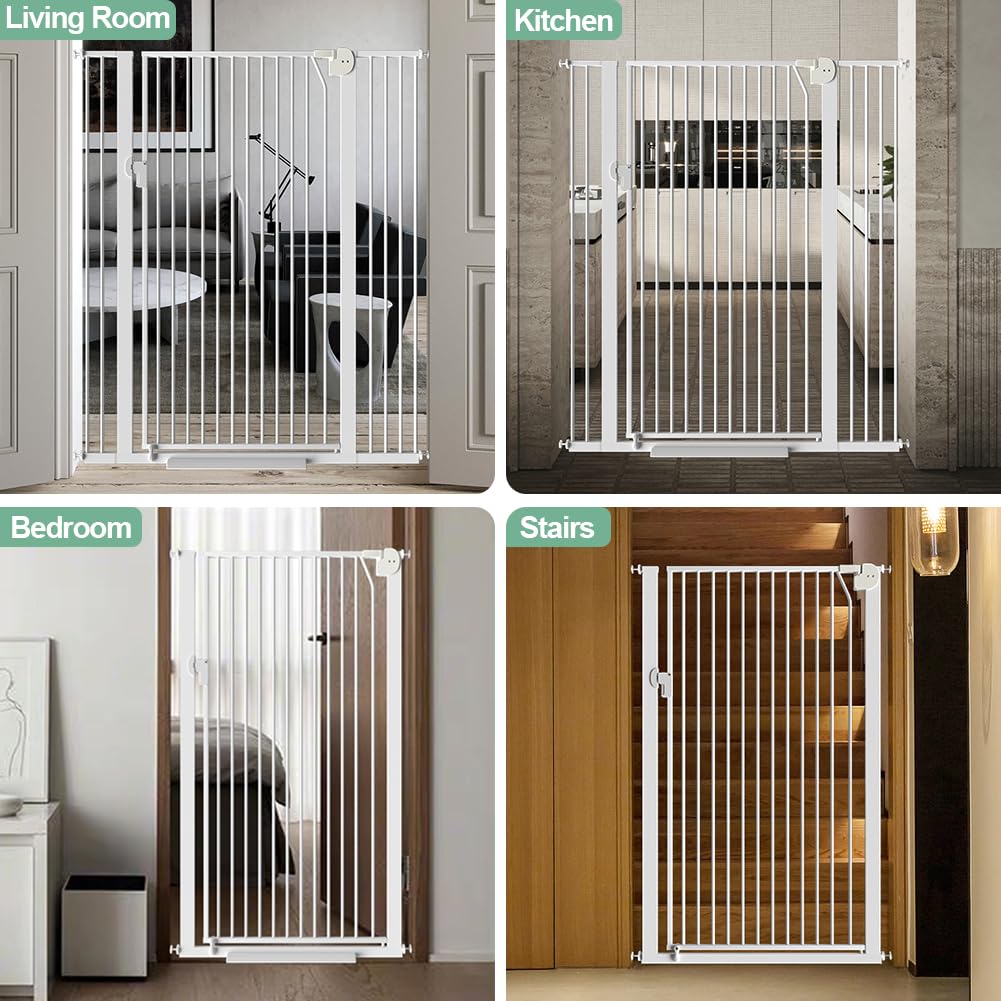 Beasty Lux Qonimm 59" Extra Tall Cat Pet Gate 36.2-39.7" Wide Pressure Mounted Tall Pet Gate Easy Walk-Through Auto-Close Safety Pet Gate for Cats and Dogs for Indoor Stairs, Doorways, and Kitchen