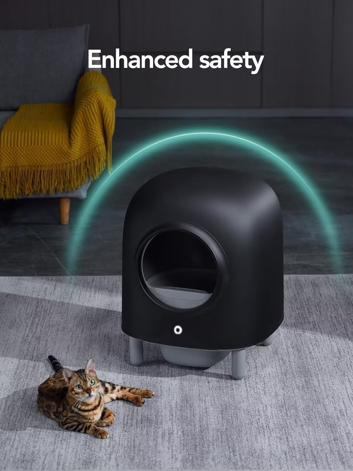 Beasty Lux RoundT2 Self Cleaning Cat Litter Box - Automatic Cat Litter Box, Ultra Quiet Cat Toilet, Large Space for Multiple Cats, Smart Sensor Pet Litter Box, with APP Control, Black