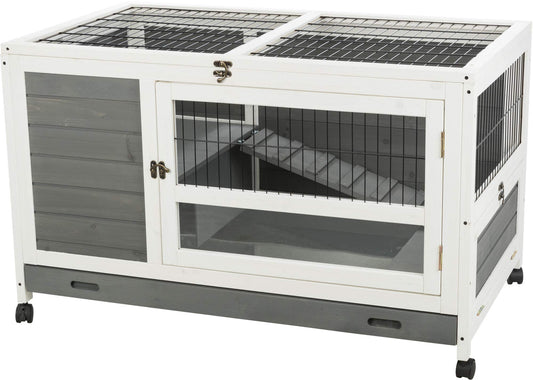 Beasty Lux TRIXIE TRIXIE Natura Small Indoor Rabbit Hutch, Pet House for Rabbits and Guinea Pigs, Bunny Cage on Wheels, Pull Out Tray