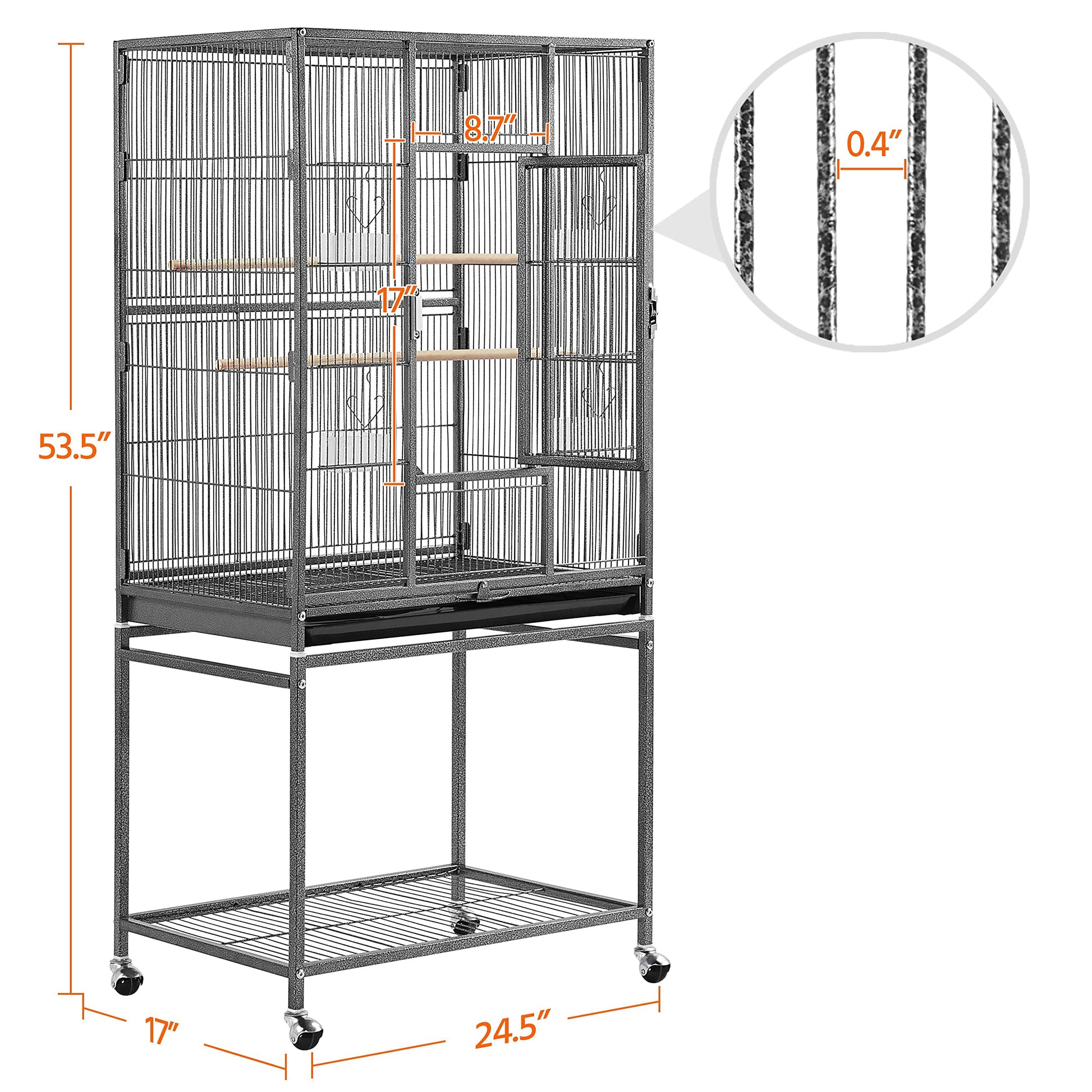 Beasty Lux Topeakmart Topeakmart 53.7-inch Bird Cage with Stand Wrought Iron Construction Bird Cage for Parrots Cockatiels Conures Parakeets Budgies Finches Birdcage