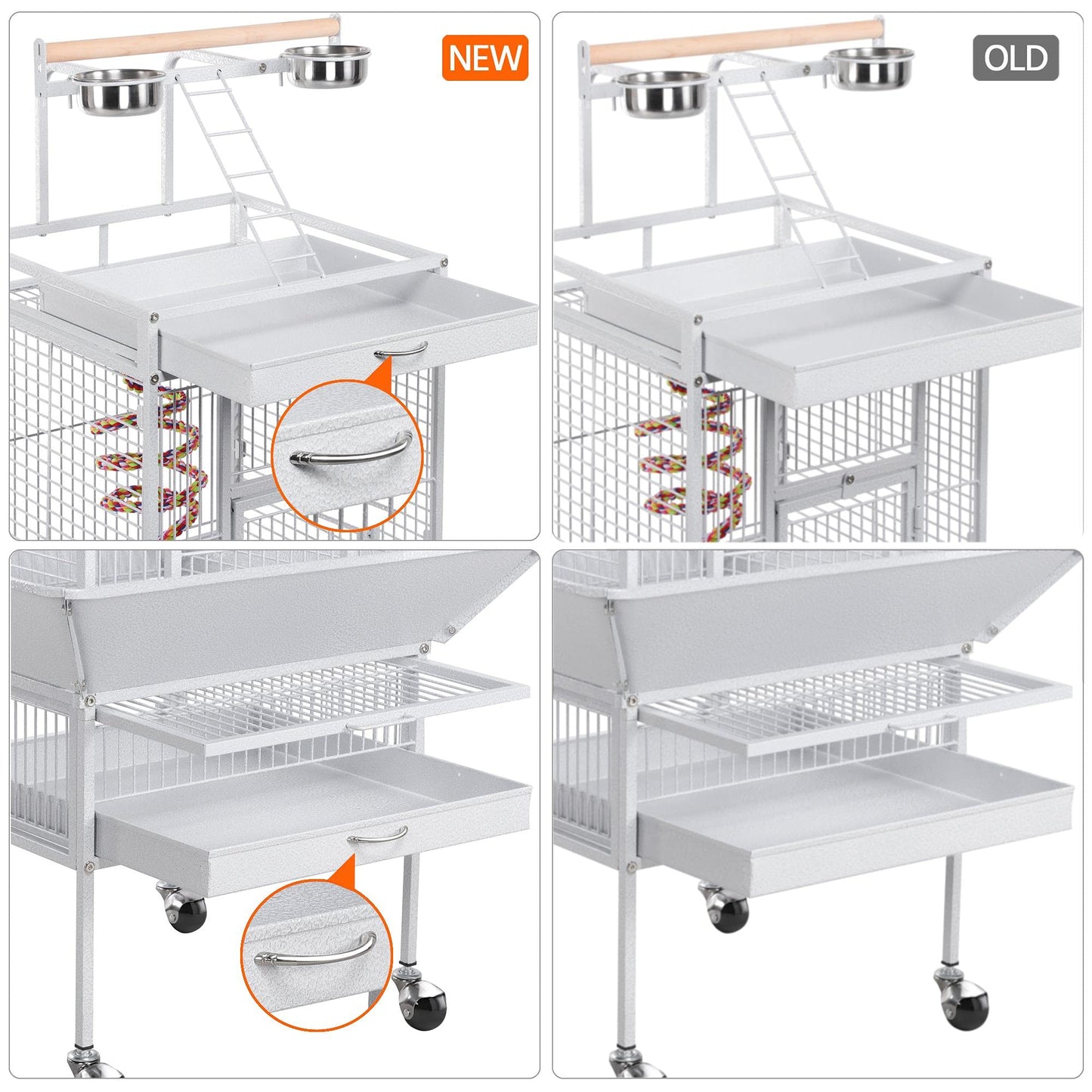 Beasty Lux Topeakmart Topeakmart 61" Bird Cage Iron Pet Products Cockatoo Flight Cage (White)