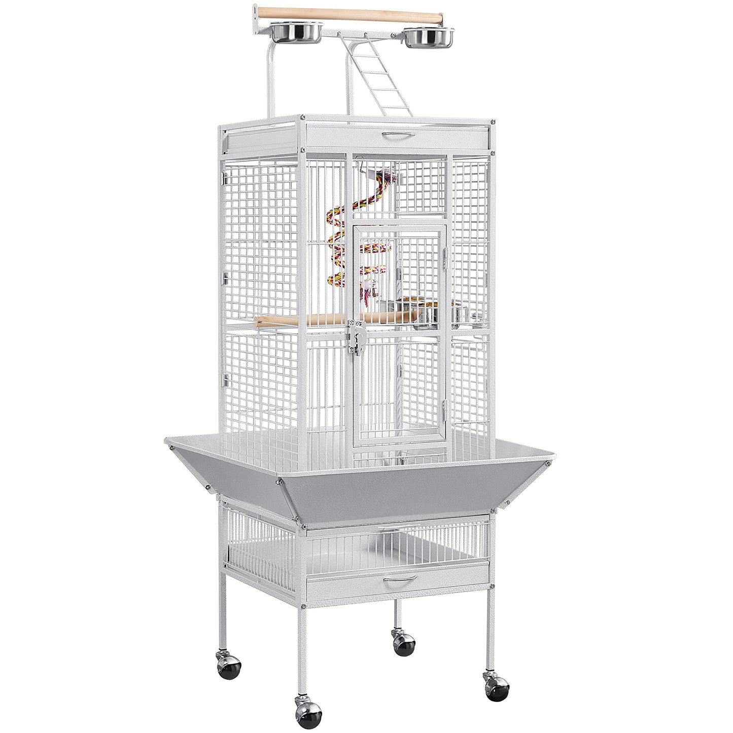 Beasty Lux Topeakmart Topeakmart 61" Bird Cage Iron Pet Products Cockatoo Flight Cage (White)