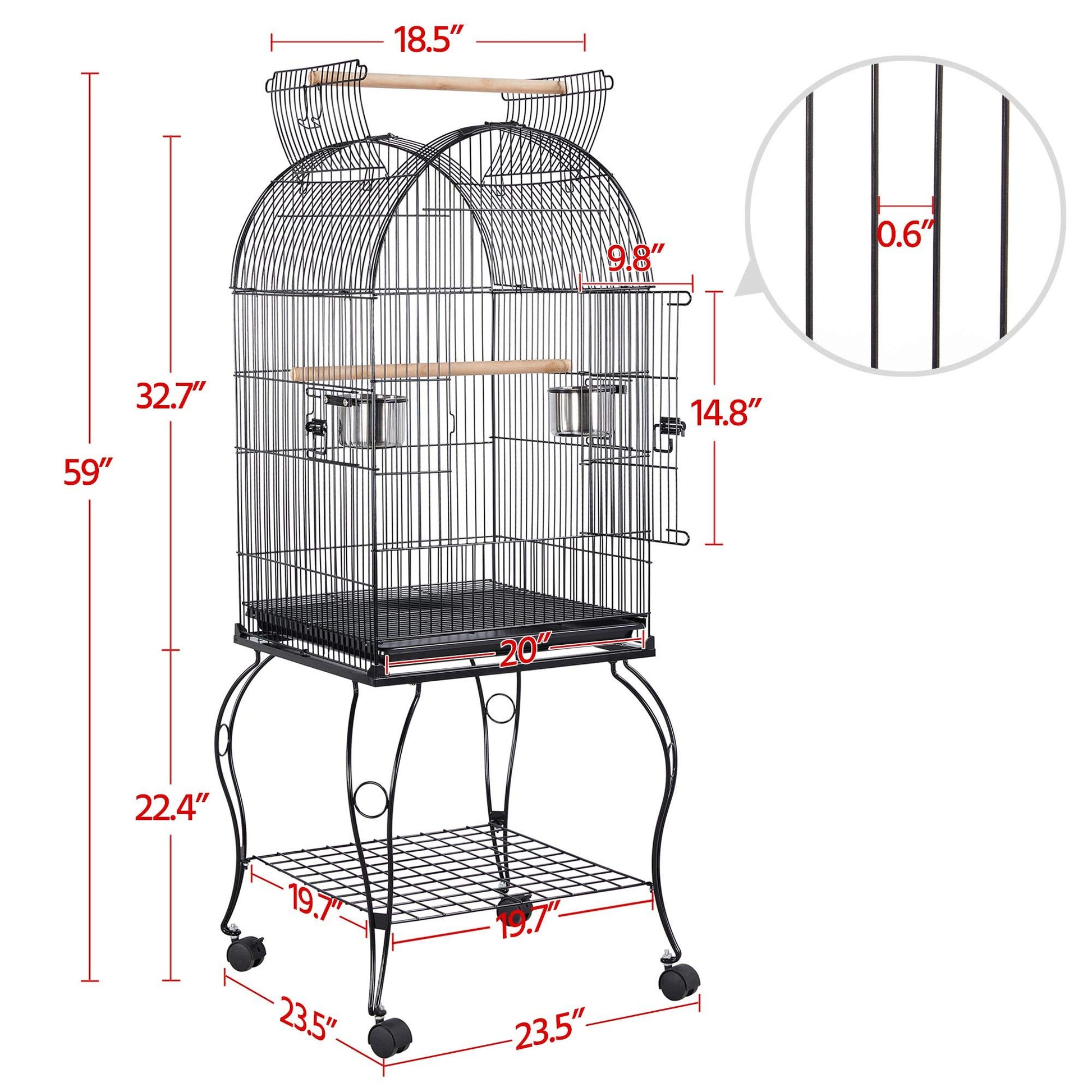 Beasty Lux Topeakmart Topeakmart Medium Open Top Parrot Bird Cage for Cockatiels Conures Green Cheek Parakeets with Rolling Stand